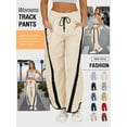 thumbnail image 5 of Women's Baggy Wide Leg Pants Casual Drawstring Elastic Waisted Contrast Color Workout Y2K Track Pants, 5 of 6