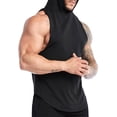 thumbnail image 4 of DYMADE Men Casual Summer Hooded Sleeveless Undershirts Thin Cool Running Tank Tops, 4 of 6