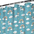 thumbnail image 3 of Blue Cartoon Unicorn Rainbow Cloud Moon Pattern Shower Curtain 36"x72" ,Bathroom Decorative Shower Curtains Set with 12 Hooks,Modern Waterproof Washable Shower Curtain, 3 of 6