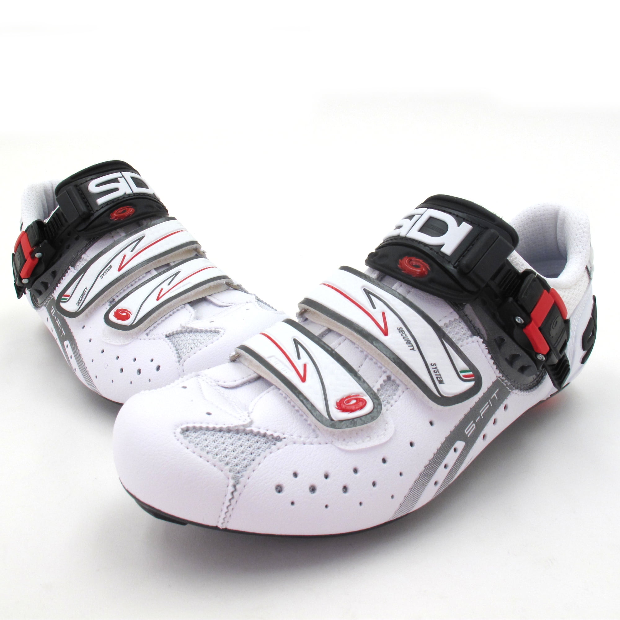 SIDI Genius 5 Fit Carbon Road Cycling Shoes White/White/Red 