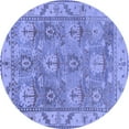 thumbnail image 1 of Ahgly Company Machine Washable Indoor Round Oriental Blue Traditional Area Rugs, 5' Round, 1 of 4