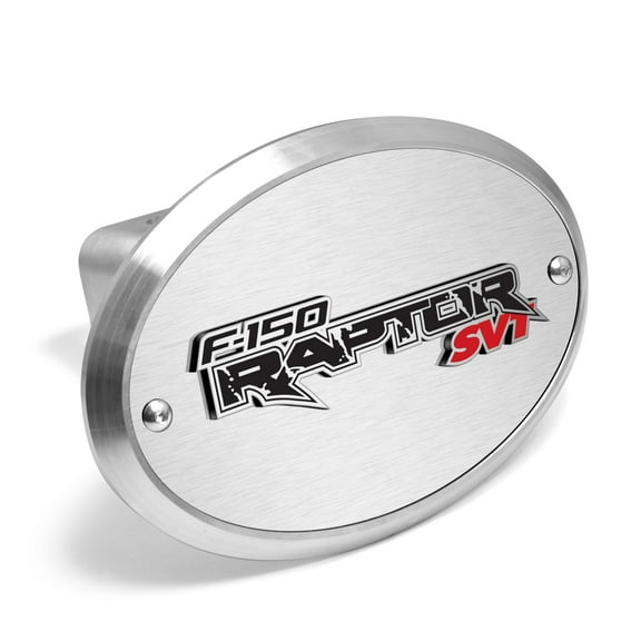 Ford Raptor SVT 3D Logo on Brushed Oval Billet Aluminum 2 inch Tow Hitch Cover