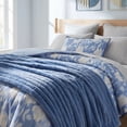 thumbnail image 2 of Mainstays Channel Faux Fur Blanket, Blue Jewel, Full/Queen, 86" x 90", 2 of 6