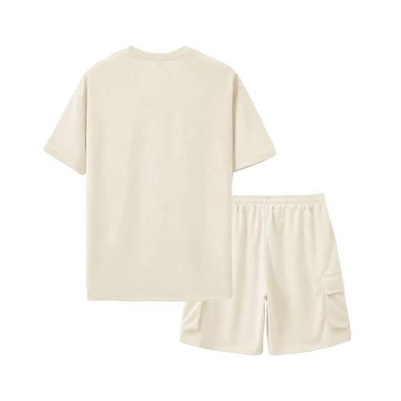 USNSM Men's Casual Short Sets 2 Piece Outfits Crew Neck T-Shirts and Shorts Set Fashion Solid Color Summer Jogging Tracksuit Yellow L