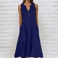 thumbnail image 2 of Summer Dresses For Women Casual Sleeveless Linen Flowy Beach Dress With Pockets, 2 of 5