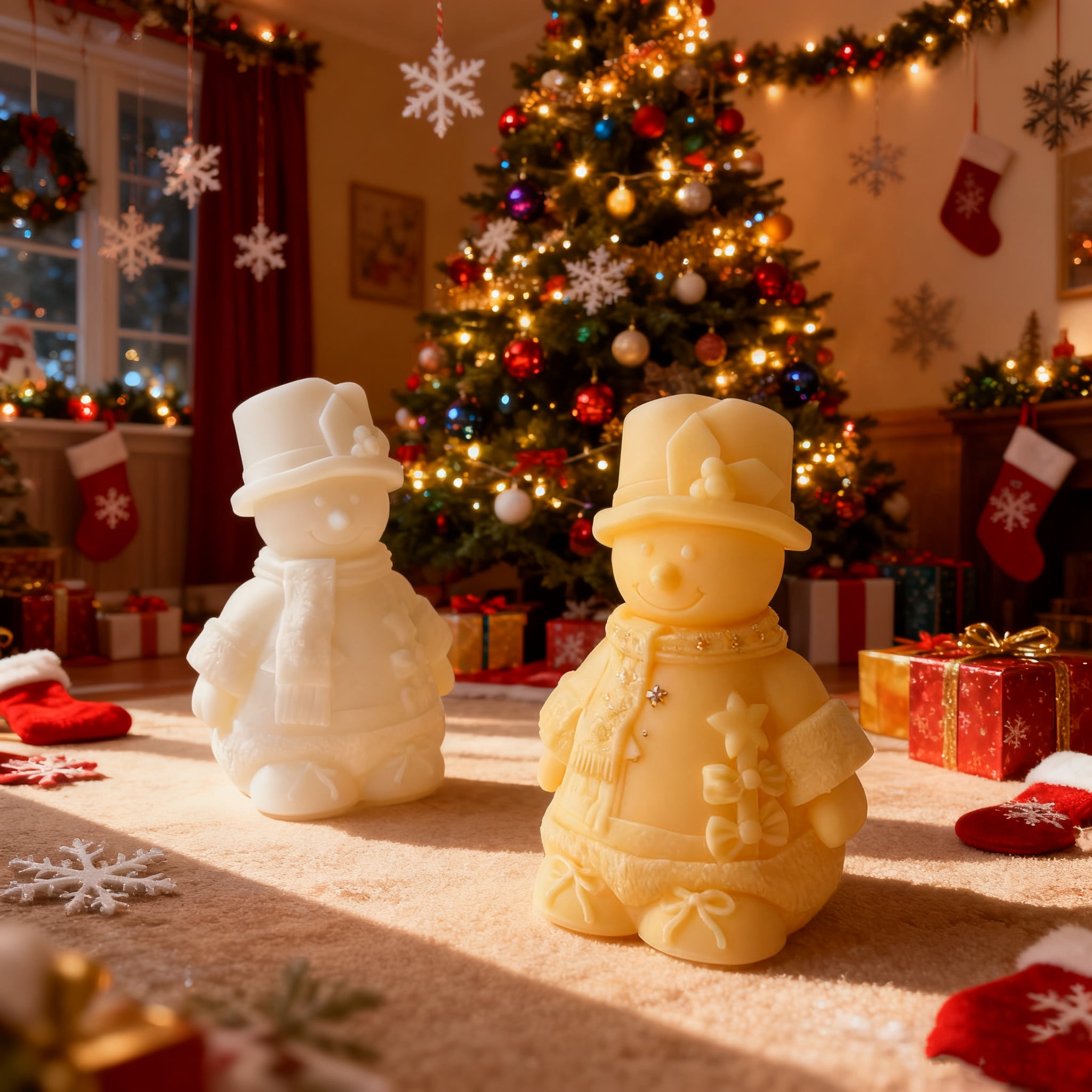 JDH 2PCS Christmas Mold Christmas Snowman Aromatherapy Candle Silicone Molds Resin Casting Mould for DIY Candle Making Polymer Clay Craft Plaster Christmas Home Desktop Decoration