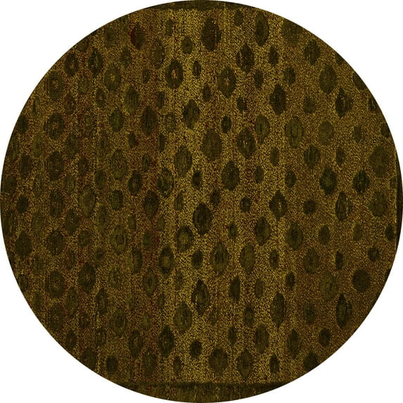 Ahgly Company Indoor Round Abstract Yellow Modern Area Rugs, 6' Round
