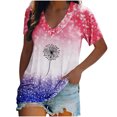 thumbnail image 1 of Blusa de manga corta con cuello en V informal para mujer a la moda, camisetas de verano Fridja zx3393, 1 of 5