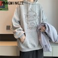 thumbnail image 4 of Sudadera con capucha de algodón para hombre, Top con estampado de dibujos animados japoneses, ropa informal de calle alta Harajuku, otoño e invierno, novedad, 4 of 5