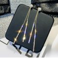 thumbnail image 2 of Pendientes de perlas con borlas largas y aguja de plata 925 para dos usos, temperamento simple, pendientes de diamantes, cara redonda, finos, ideales para caras redondas, 2 of 6