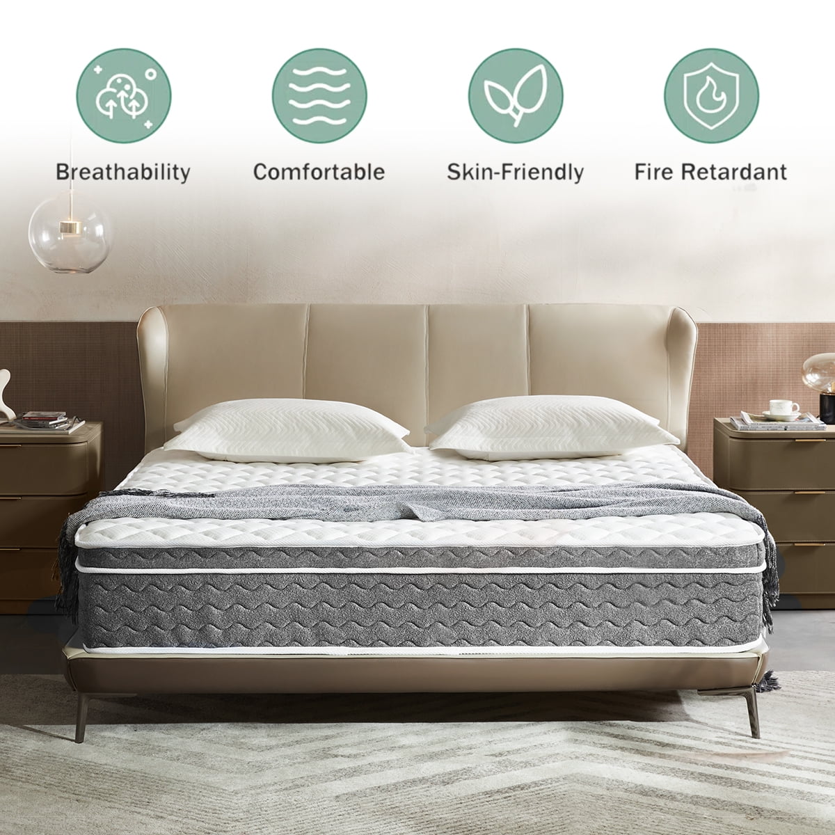 14 inch KIng Mattress[New Version], Cooling Gel Memory Foam Hybrid Mattress in a box,Medium
