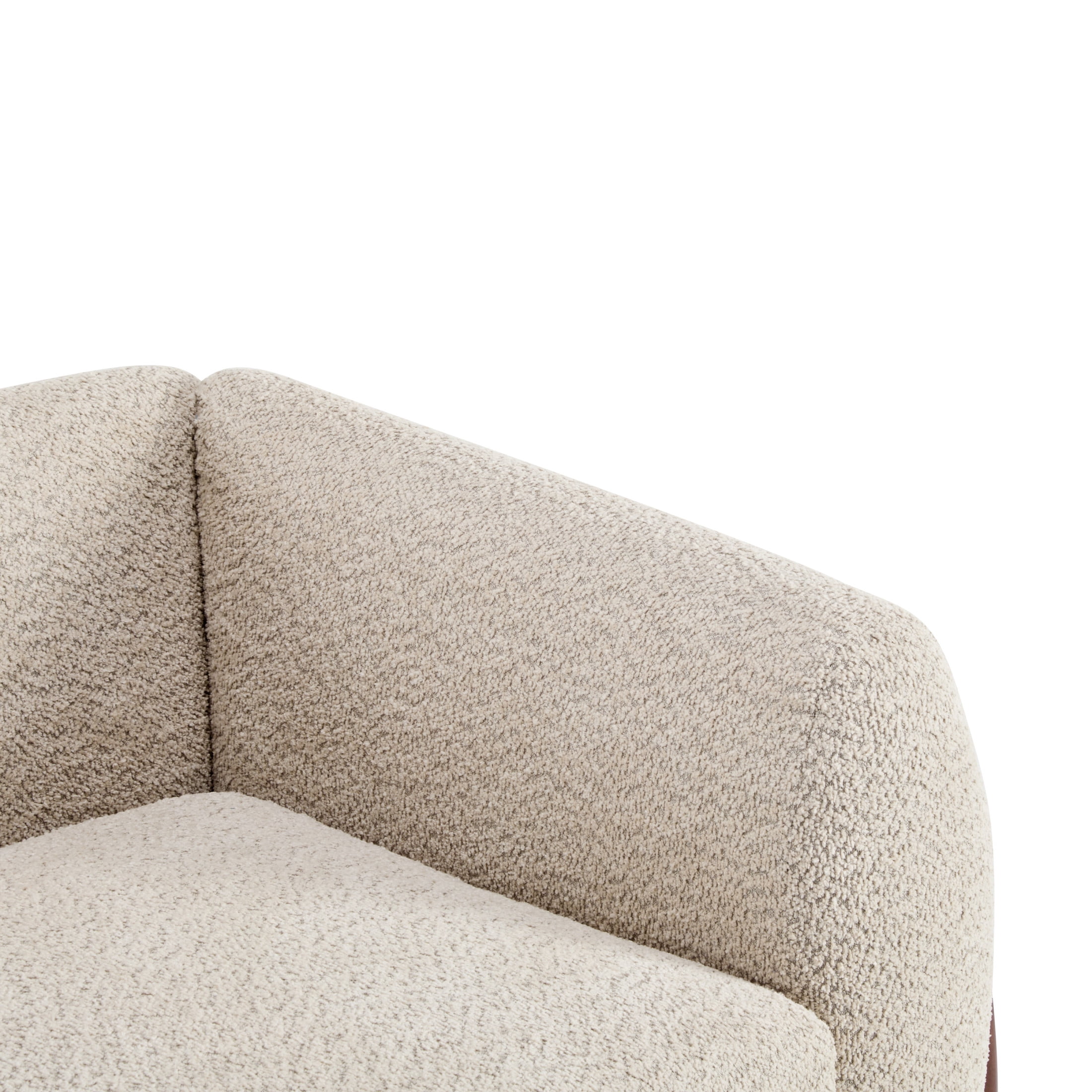 Christopher Knight Home 82" Boucle Sofa, 3-Seater Faux Sherpa Couch with Wood Legs & Curved Design, Almond