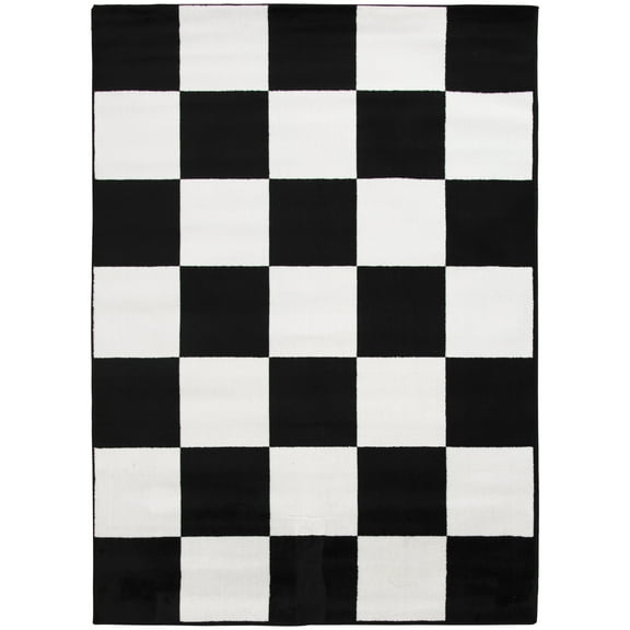 Mainstays 5x7 Black and White Checkered Indoor Area Rug
