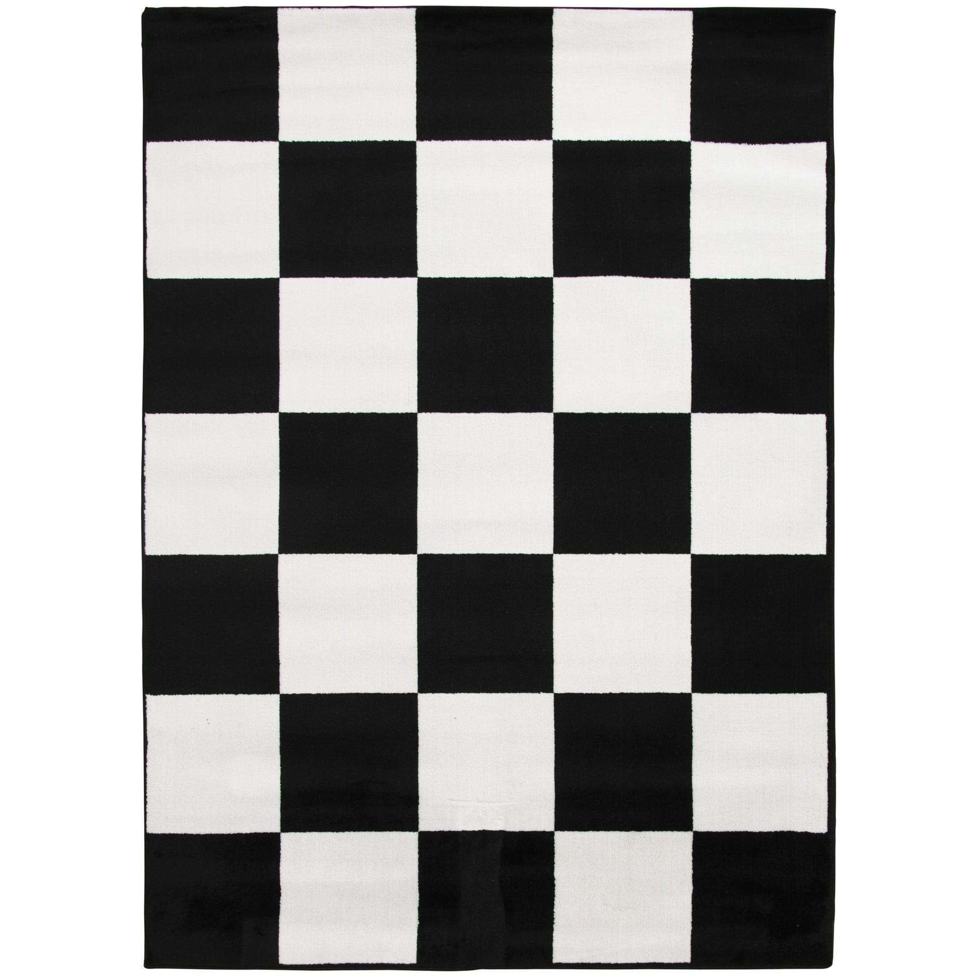 Mainstays 5 ft x 7 ft Black and White Checkered Indoor Area Rug