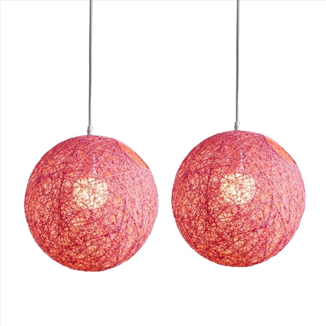 2X Rosado Araña de Bola de , RatÁN y BambÚ Pantalla de de RatÁN EsfÉRica Creatividad Individual