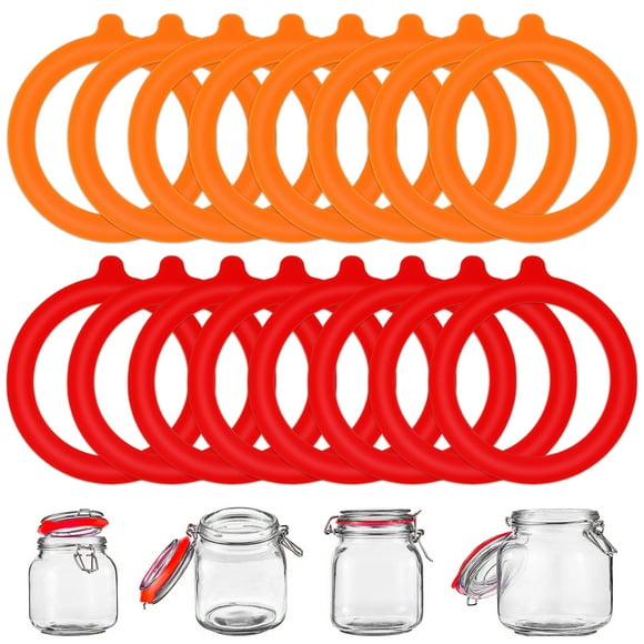 16pcs Jar Seals Silicone Seals for Mason Jar Lids Replacement Sealing Rings Leak-Proof Rubber Jar Sealing Rings for Glass Clip Mason Jar Can (3 Colors)
