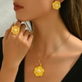 thumbnail image 7 of Flower Theme Jewelry Set Alloy Necklace Earrings Ring Matching Set Charming Jewelry Alloy Texture for Fashion Lover, 7 of 7