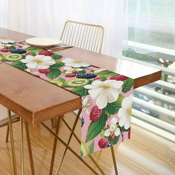 Yayeee Table Runner 70 inches Long Home Kitchen Dinning Party Decoration, Pink Raspberries