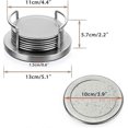 thumbnail image 2 of Set of 6 Stainless Steel Round Coasters with Holder & Sponge Bottom, Silver Metal Cup Coasters Set Stunning Cool Coaster Cups, 2 of 5