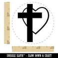 thumbnail image 2 of Cross and Heart Love Christian Self-Inking Rubber Stamp Ink Stamper - Blue Ink - Small 3/4 Inch, 2 of 7