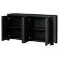 thumbnail image 4 of 60'' Sideboard Buffet Cabinet with 4 Doors, Cupboard Console Table, Kitchen Accent Storage Cabinet with Adjustable Shelves, Suitable for Living Rooms, Dining Room, Black, 4 of 8