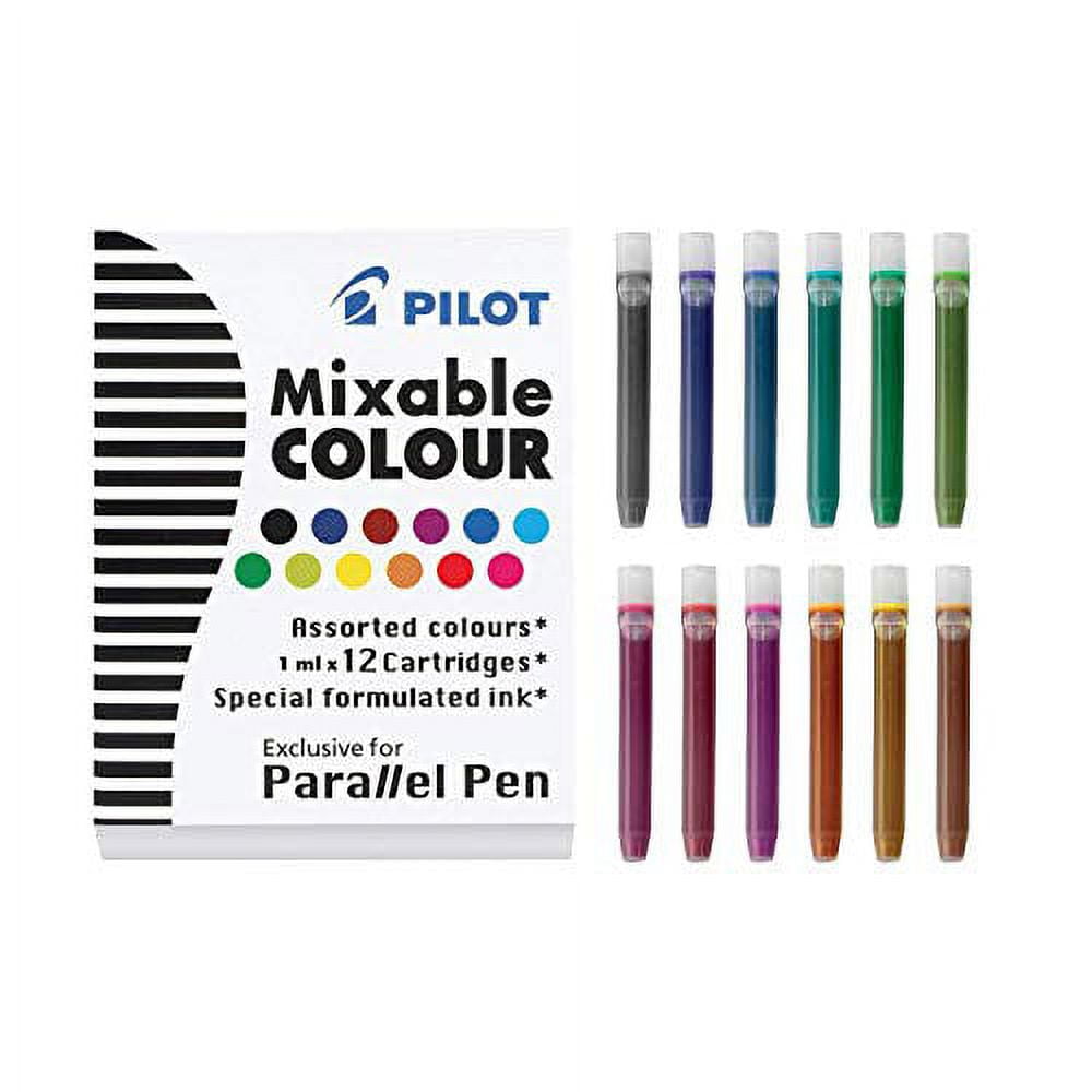 Pilot Parallel Pen 2-Color Calligraphy Pen Set with Black and Assorted Colors Ink Refills, 1.5 mm Nib (90050)