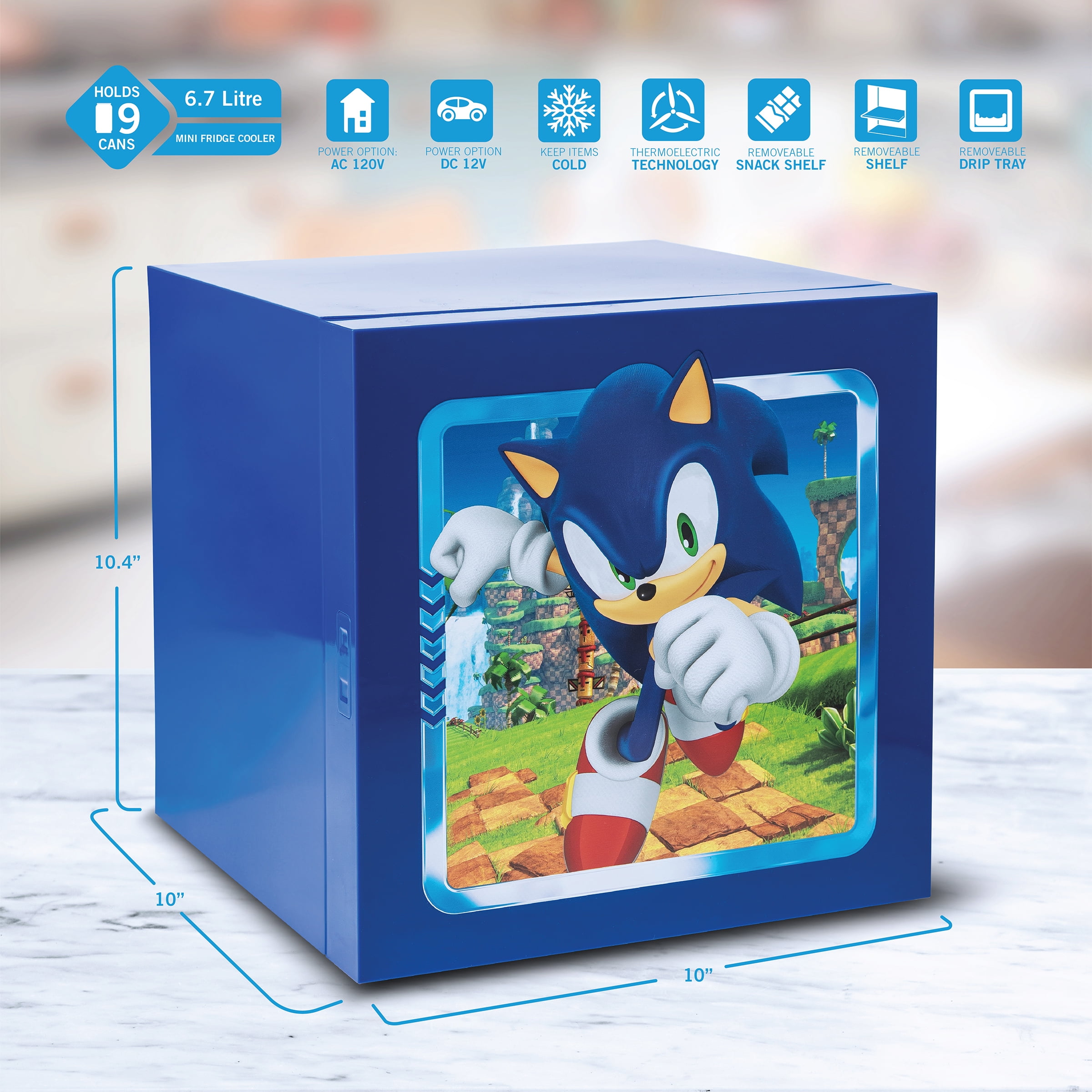 Sonic 6.7L The Hedgehog Blue Cooler Mini Fridge