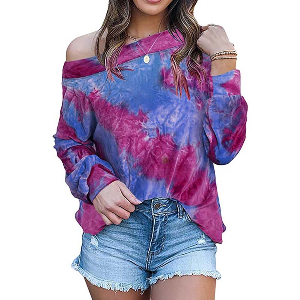 tie dye off the shoulder sweatshirt