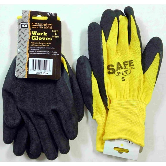 Latex Coated Work Gloves, Small Yellow