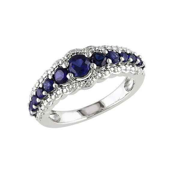 Created Blue Sapphire Ring 1.15 Carat (ctw) in Sterling Silver.