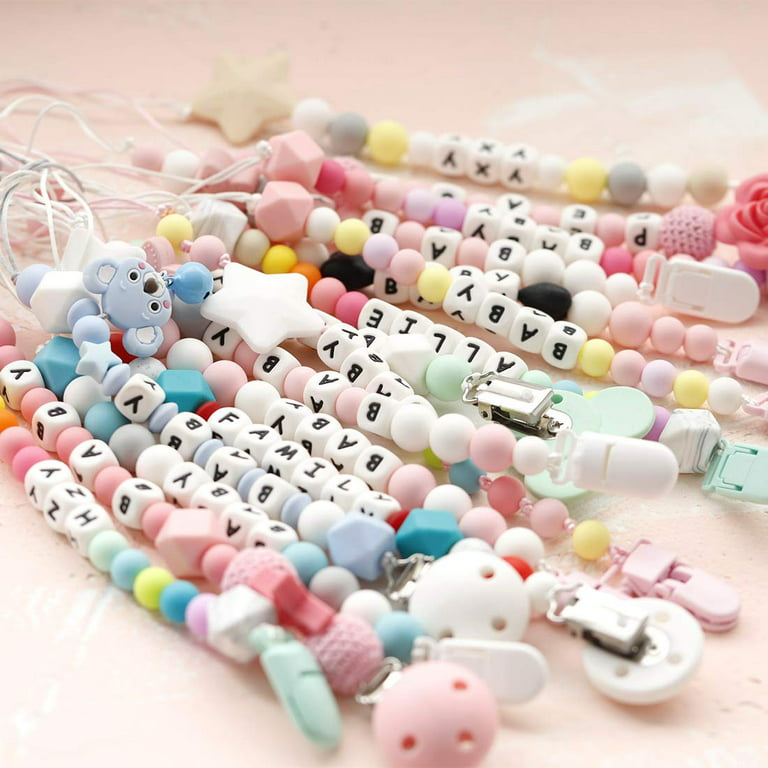 10Pcs 12mm English Multicolor Alphabet Silicone Letters Beads DIY  Personalized Name Necklace Pacifier Chain Baby Chewing Beads