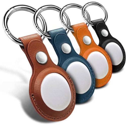 AirTag Case, Apple AirTag Leather Key Ring - 4 Pack