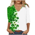 thumbnail image 2 of VgaVtl V-Neck St Patrick Day Shirts for Women 3/4 Sleeve Womens Plus Tshirts Green Casual Shamrock Regular Holiday Tops, 2 of 5