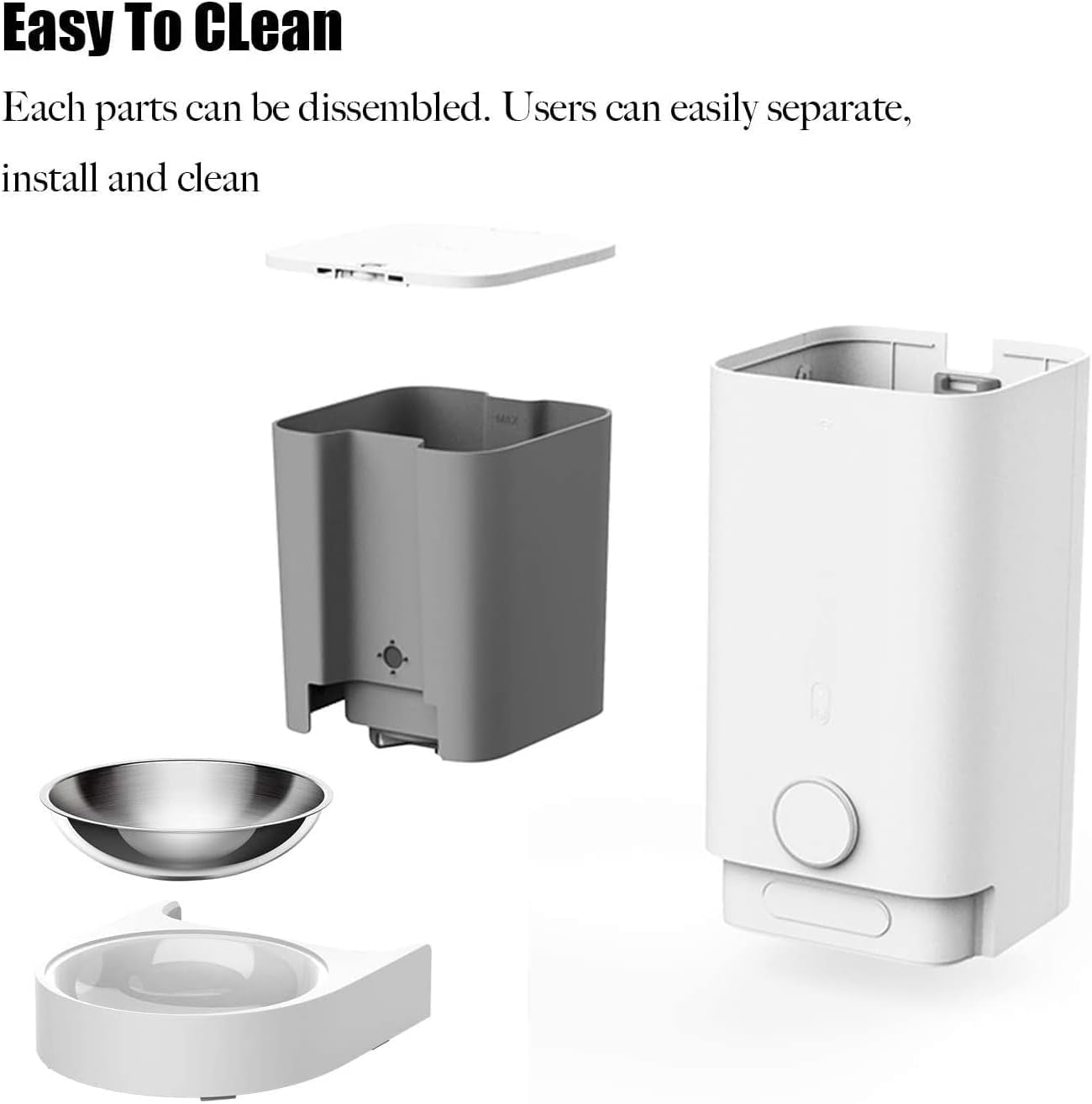 pet Water Dispenser Automatic Cat Puppy Feeder with Stainless Steel Bowl cat Fountain (Color : WhiteStainless Steel Bowl)