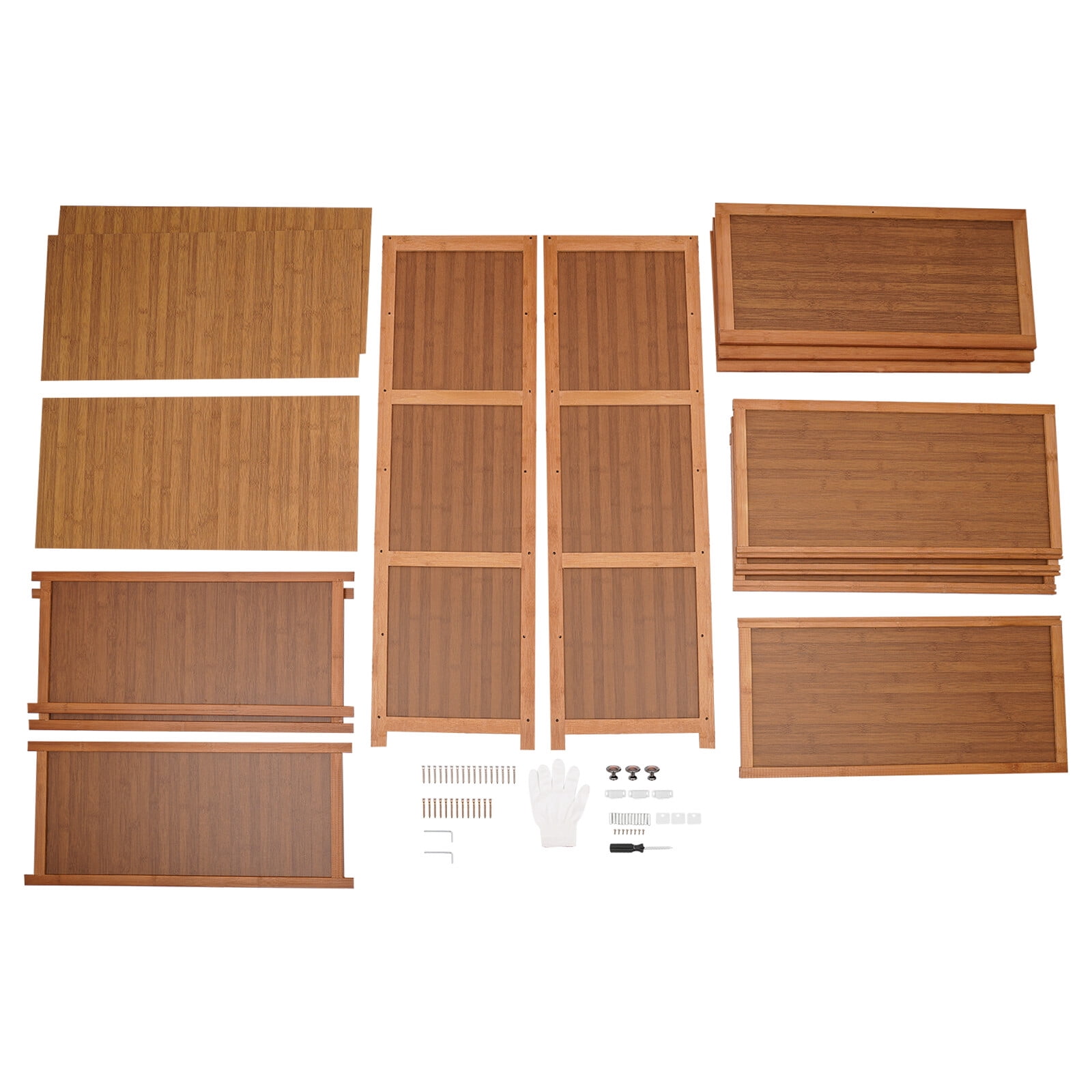Miumaeov 25.56'' Shoe Cabinet Bamboo Shoe Rack Storage Shelf Living Room Entryway Shoes Organizer w/ 3 Flip-up Door