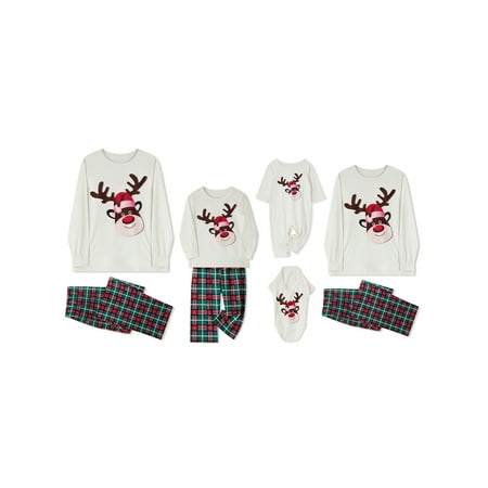 

Huakaishijie Christmas Family Matching Pajamas Set Long Sleeve Sleepwear Nightwear for Adult Kids