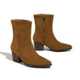 thumbnail image 6 of Mostsola Ankle Boots for Women Low Heel Suede Pointed Toe Side Zipper Bootie Dress Shoe, 6 of 8
