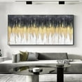 thumbnail image 3 of Large Abstract Gold Texture Oil Painting on Canvas Minimalist Yellow Ripple Acrylic Painting Modern Living Room Wall Art Decor, 3 of 9