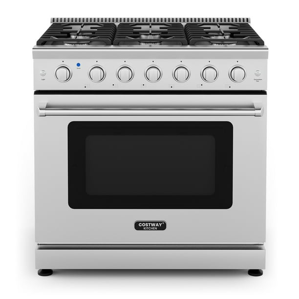 Costway 36 Inches Natural Gas Range Freestanding with 6 Burners Cooktop & 6 Cu.Ft. Oven Walmart.ca