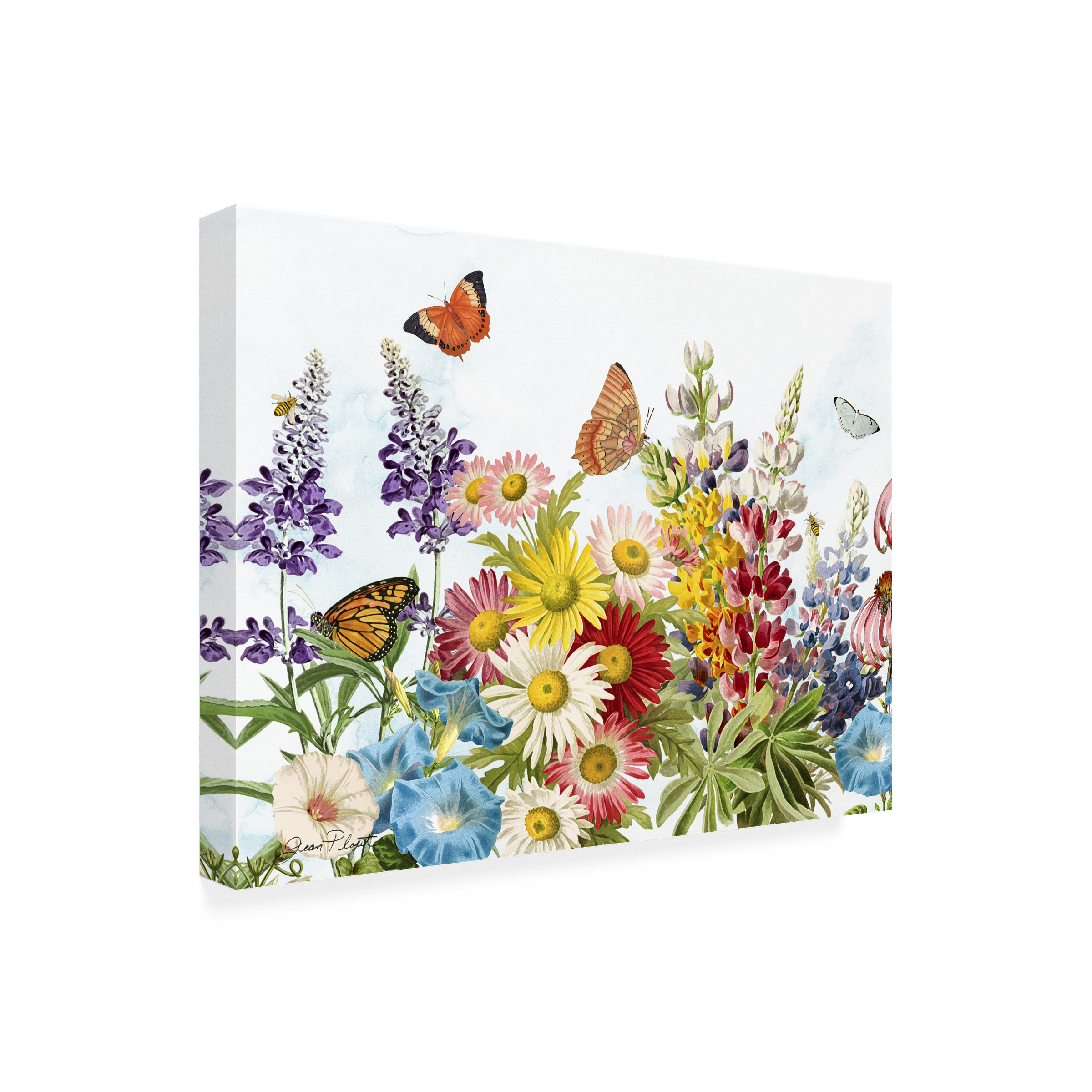 Canvas Wall Art - Jean Plout 'Summer Butterfly Garden Beauty B' Wall Art for Living Room, Bedroom, or Office DÃ©cor by Trademark Fine Art - 32 x 24 Inches