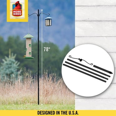 More Birds ® Metal Bird Feeder Pole, Black, 78-inch