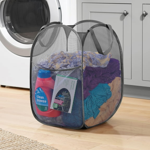 Whitmor Pop & Fold Laundry Hamper - Savvy Gray