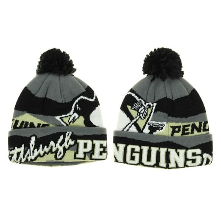 NHL Reebok Pittsburgh Penguins Youth Enforcer Cuffed Knit Winter Hat With Pom,