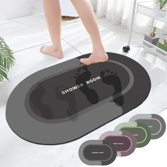 Bath Mats for Bathroom, Diatomaceous Bath Rug Super Absorbent Non Slip Bath Rug, Quick Dry Rubber Bathroom Rug, Washable Shower Floor Bath Mat Rug for Bathroom Floor and Bathtub