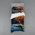 thumbnail image 2 of Ambesonne Nature Bedding Set 4 Pcs, Ocean Wild Waves Art, Queen, Orange and Blue, 2 of 3