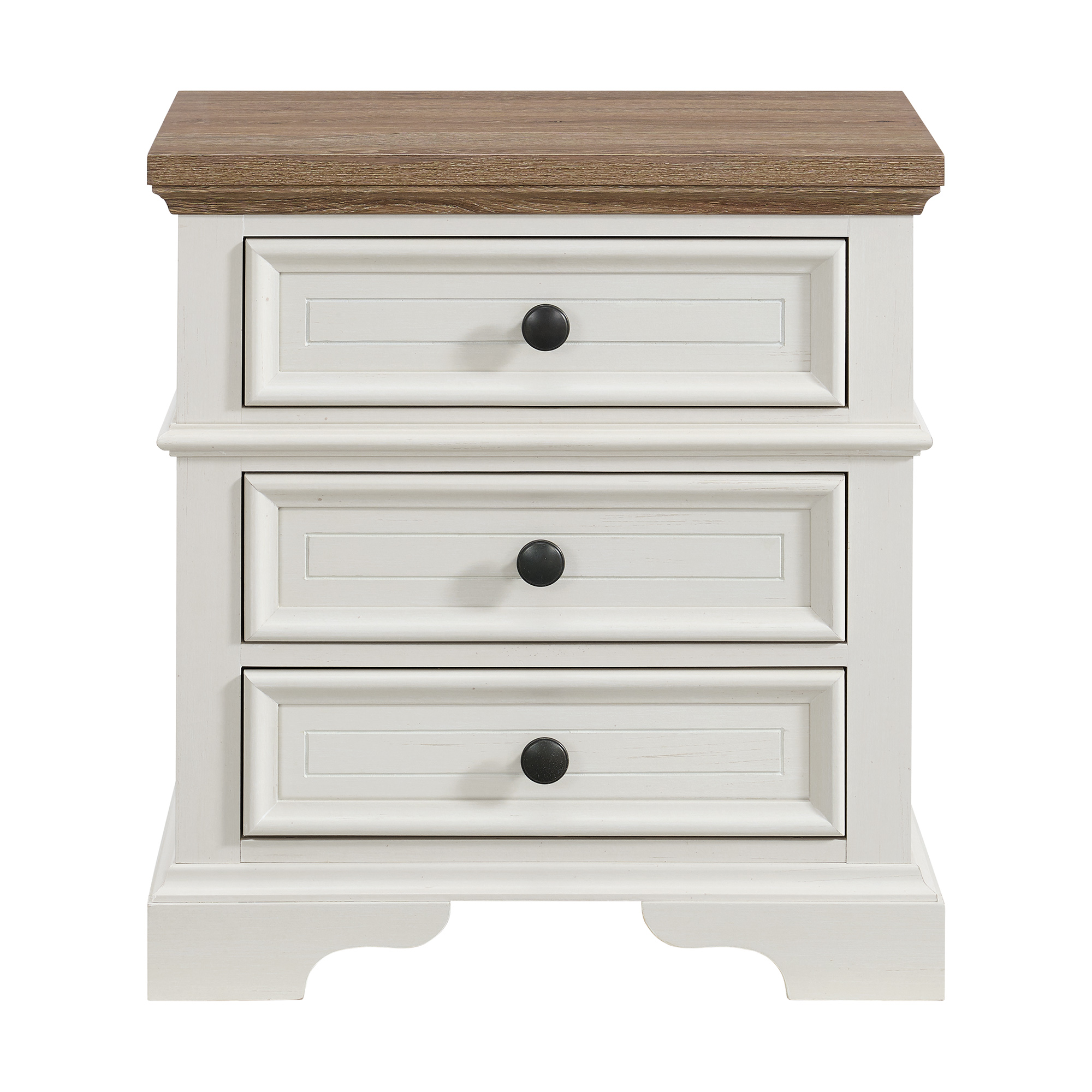 Picket House Furnishings Ulysses Youth 3-Drawer Nightstand in Brown and White