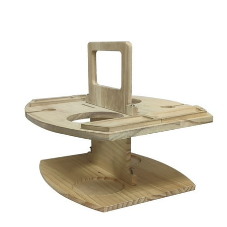 

Detachable Wine Picnic Table Portable Mini Serving Platter with 4 Food Cell Wooden Wine & Goblet Holder for Travel Beach