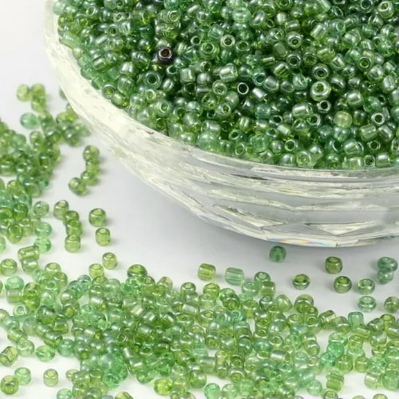 U8MO 30000pc/pound Transparent Colours Lustered Glass Tiny Beads Round Loose Bead 2mm-Green