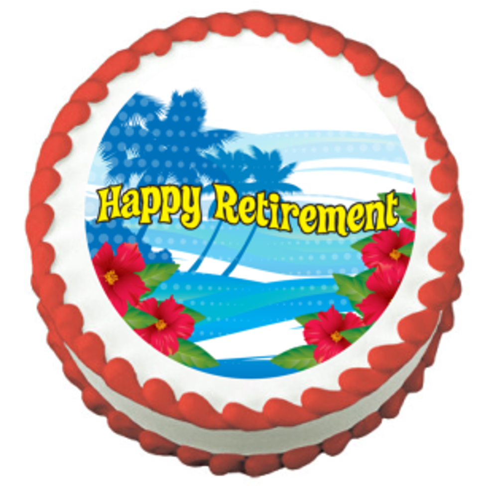 happy retirement edible frosting sheet photo image cake