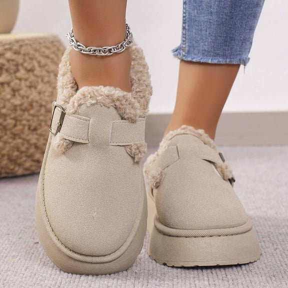 Aueoeo Women's Closed Toes Boots Casual Comfortable Soft Thick Shoes Warm Home Indoor Outdoor Slippers Shoes
